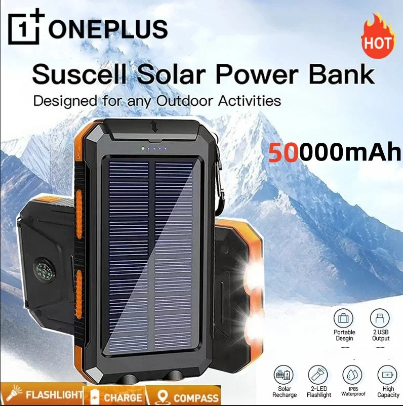 50000mAh Solar Power Bank, LDE Light